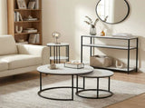 Artiss Console Table Marble Effect 3-Tier Sofa Entryway Side Table 90CM White MET-CST-04-MBWH
