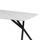 Dining Table Rectangular Shape White Sintered Stone Top Powder Coated Iron Legs V43-DT-ABBY