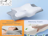 High-Performance Butterfly Memory Foam Pillow 15&deg Cervical Support, Cooling Gel Cover, Ergonomic V1107-CS-HDZT