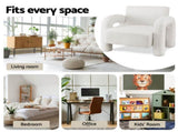 Artiss Armchair Accent Chair Lounge Sofa Couch Curved Seat Boucle White UPHO-E-ARM-03-TED-WH