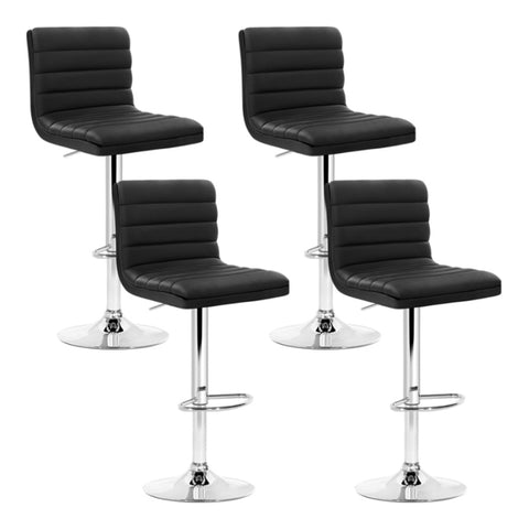 Artiss 4x Bar Stools Padded Leather Gas Lift Black BA-K-710N-BKX4