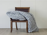Hand Knitted Chunky Blanket Thick Acrylic Yarn Blanket Home Decor Throw Rug - Grey V63-834771
