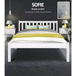 Artiss Bed Frame Double Size Wooden White SOFIE WBED-D-001D-WH