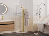 Double Pole Metal Coat Rack with Marble Base - Free Standing Clothes and Hat Stand AU V767-JJ-XY1247-G1