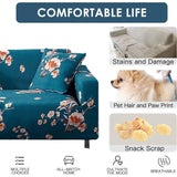 3 Seater Stretch Sofa Cover with Armrests Elastic Furniture Protector Blue Flower V1237-ZY-522-0051