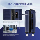 20" Digital Weighing Scale and USB Charging Port Lightweight Carry-on Luggage Suitcase Blue V915-FB3001-S-BL