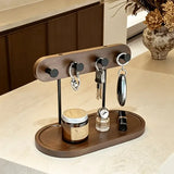 Natural Wood Mushroom Peg Entryway Organizer Wide Tray with Rust-Proof Hooks, Keys & Small Items V1232-ZMYSJ-001