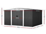 Giantz Garden Shed 2.58x2.07M w/Metal Base Sheds Outdoor Storage Double Door Tool SHED-GAB-6X8-BASE-ABCD