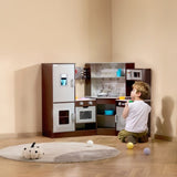 VEVOR Kitchen Playset Kids Pretend Cooking Play Toy 24 Piece Accessories Brown V952-ZTCFWJTZZJSMU245GV9