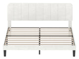 Levede Double Bed Frame Upholstered Adjustable Headboard Bed Platform White BF1083-WH-AU