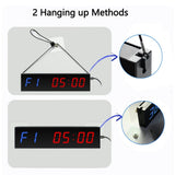 LED Gym Clock Interval Timer, 1.5in Metal Count Down/Up Programmable Stopwatch Adjustable Volume V1370-AZ4-00642