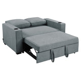 Sarantino Hoffman Linen Sofa Bed with Cushions & Cup Holders Airforce Blue SOFA-YGG-7004-LNN-BLU