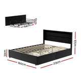 Artiss Bed Frame Queen Size LED with 4 Drawers Black DUNN BFRAME-H-DUNN-Q-BK-ABC