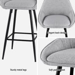 Artiss 2x Bar Stools Upholstered Stool Counter Seat Kitchen Dining Chairs BA-TW-8089-GYX2