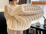 Plush Bunny Fleece Single Wide Blanket Thick Flannel Sofa Nap Throw Off White 180200cm for V1221-XM-LB5575-ZS195