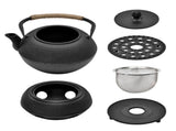 1.2L Cast Iron Teapot and Warmer Set Tea Kettle Iron Bottle With Stainless Steel Mesh Infuser and V985-TEAPOTSET