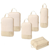6-Piece Expandable Space-Saving Packing Cubes, Compression Travel Organizer Set with Shoe Laundry V1366-AZ2-W-15283