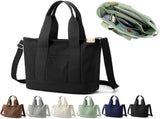 Handmade Canvas Bag with Compartments and Zipper, Versatile Shoulder Bag for Women, College, School, V1237-ZY-203-2873