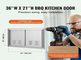 BBQ Access Door, 914x534 mm Double Outdoor Kitchen Door, Stainless Steel Flush Mount Door, Wall V952-SMMBSCJMYS36I3IIAV0