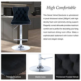 SERENIT Black Velvet Bar Stools Adjustable Swivel Counter Height Chairs with Tufted Back and V255-GP2211R-BLACK