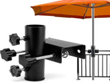 Adjustable Metal Balcony Parasol Bracket, Sturdy Clampon Umbrella Holder for 2338 mm Poles, V1189-LC-HW-00142