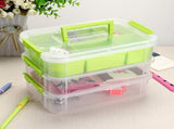 3-Tiers Stack Carry Storage Box With Divided Tray, Transparent Stackable Storage Bin With Handle Lid V1192-AZ-W-10320