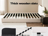 Artiss Double Bed Frame and Bedside Table Set Boucle Beige with Headboard Black Nightstand BFRAME-SET-DARA-SCAN-BS01