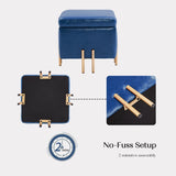 Storage Ottoman Foot Stool Cube Tuffet Seat 45cm PU Leather BLUE V274-FT-GQ106-DBU