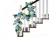 Hydrangea Garland Blue and Cream Artificial Flower Garland 6-Foot Easter Decoration for Mantels, V1366-AZ2-W-12821