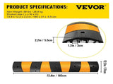 2pcs 6 Feet Rubber Driveway Modular Heavy Duty Speed 185 x 31 x 5.5 cm Cable Protector Ramp for V952-GXB2G6FTZHHXJJSD1V0