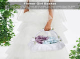 Wedding White Flower Basket Silk Ribbon Decor Elegant Romantic Flower Basket for Wedding Photography V1294-YM0523-220409TW0136