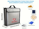 fireproof document bag, metal chain strap, heat resistant storage, fire safety pouch, fireproof V1106-120-76941-GRY-1PCS