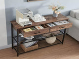 Entryway Table with 2 Drawers, Console Table with Storage Shelves, Sofa Table for Living Room, Entry V1127-AU-CT03-BRN
