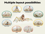 Keezi Kids Triangle Climbing Toys Set With Slide Indoor Outdoor Toddler Toys Pikler Climber With KCS-SLIDE-3IN1-WOOD