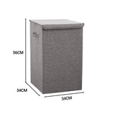 SOGA 2X Grey Medium Collapsible Laundry Hamper Storage Box Foldable Canvas Basket Home Organiser SBOX101X2