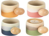 4PCS Ceramic Espresso Cups, 2.4oz Demitasse Cup with Wooden Ball Handle, Gradient Color Small V1192-AZ-W-18407