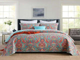100% Cotton Aqua Coral Paisley Bloom Coverlet Bedspread Set V745-MMPAC060758Q13U