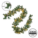 Christabelle 2.7m Christmas Garland Bayville Pine Cones with LED Lights Tree Decoration Ornamen 112_NATBV274
