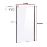 1200 x 2100mm Frameless 10mm Safety Glass Shower Screen V63-829721