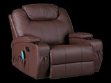 Brown Massage Sofa Chair Recliner 360 Degree Swivel PU Leather Lounge 8 Point Heated V63-834001