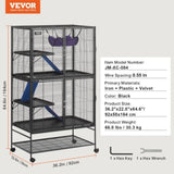 VEVOR 64.6" Metal Small Animal Cage 4-Tier Rolling Ferret Cage with Tray 3 Ramps V952-JSXDL362463IRPIZQV0