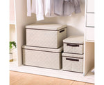 SOGA Extra Large Beige Non-Woven Diamond Quilt Grid Fabric Storage/Organizer Box SBOX048