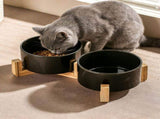 Ceramic Double Bowl Dog Cat Food Water Bowl Elevated TallFeeding Bowl 550ml Capacity Cervical Spine V1370-AZ4-09324