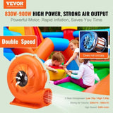 VEVOR Inflatable Bounce House Blower 1 & 1.2 HP 900W Commercial Air Pump Fan V952-QMFJD950W221M7H2LV3