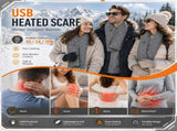 Stay Warm Anywhere with This USB-Powered Heated Scarf, Featuring Five Adjustable Heat Levels, Plush V1341-ZY-A2YNYYNZ-GREY-LONG