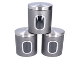 3Pcs Storage Jar Stainless Steel Food Tea Nut Container with Window Durable and Large Capacity for V1294-YM0714-3117210172411