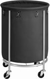 Steel Frame Laundry Basket Wheels, Black V178-56484