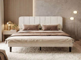 Levede Double Bed Frame Upholstered Adjustable Headboard Bed Platform White BF1083-WH-AU