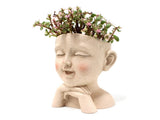 Face Flower Pot with Drainage Resin Succulent Cactus Plant Face Planter Garden Supplies-Multicolor V1263-JX-979