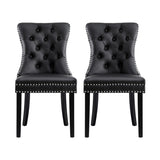 1 Set of 2 Artiss Dining Chairs Black Leather UPHO-C-DIN-1061-BKX2